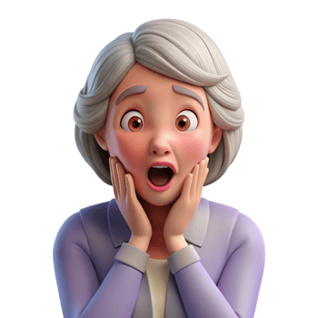 wonderful minimalist Surprised elderly woman with her hand on her cheek, high resolution png
