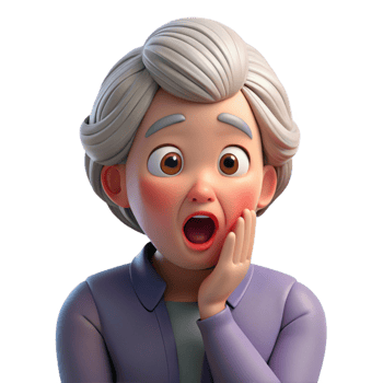 elegant creative Surprised elderly woman with her hand on her cheek, high quality png
