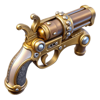 extraordinary vintage Steampunk pistol with ornate engravings and a pearl handle authentic png