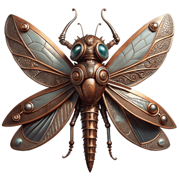 magnificent creative Steampunk dragonfly with intricate metal wings and gears detailed png