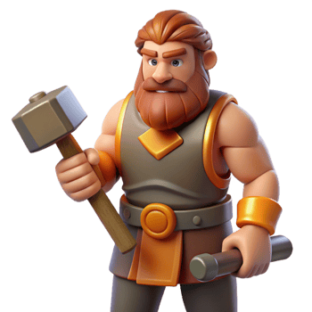 dramatic creative Hephaestus, God of the Forge, holding hammer, high resolution png