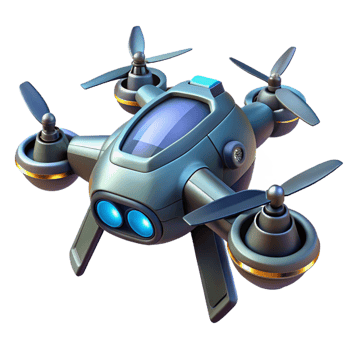 vibrant contemporary Futuristic combat drone with rotating blades high resolution png