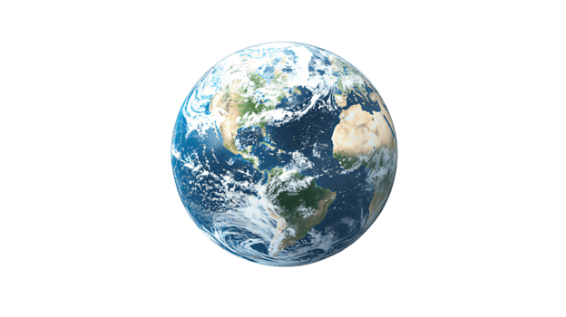 Detailed Earth Globe Image Planet Earth continents oceans clouds atmosphere png