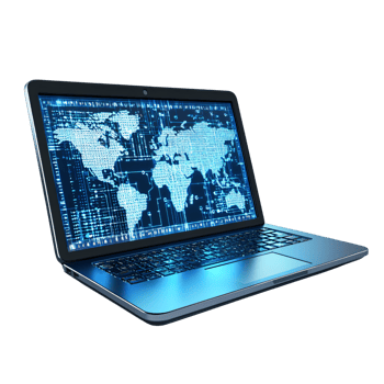 Global Network Data Visualization on Modern Laptop Screen png