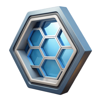 vibrant rustic Spaceship window with hexagonal panels high resolution png