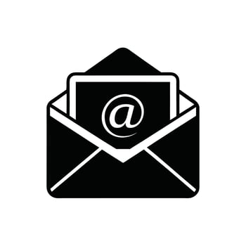 Envelope open in email icon silhouette vector