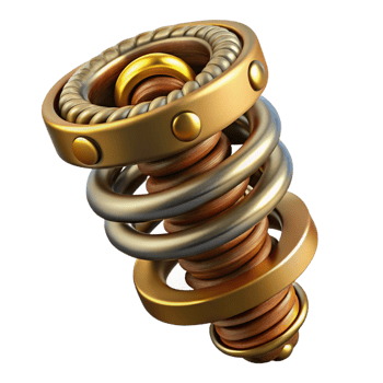 beautiful rustic Steampunk spring with intricate coils and brass embellishments genuine png