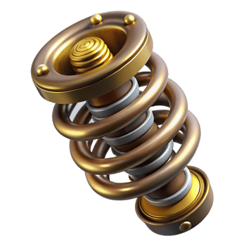dramatic minimalist Steampunk spring with intricate coils and brass embellishments exclusive png