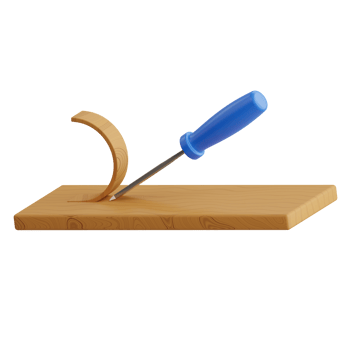A wooden block with a blue knife on it png