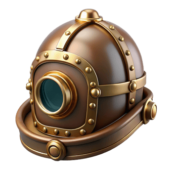wonderful contemporary Steampunk helmet with a visor and brass accents authentic png