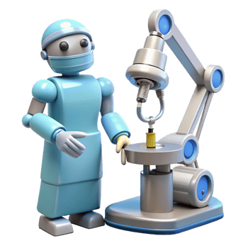 wonderful minimalist Surgical robot performing surgery premium png