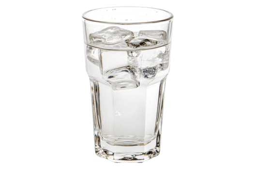 Refreshing Glass of Iced Water Crystal Clear Glass with Ice Cubes png