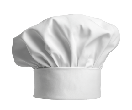 Classic white chef hat isolated on a transparent background png