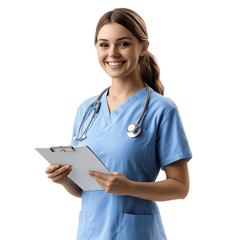 Beutiful Nurse Holding Clipboard Isolated on Transparent Background png