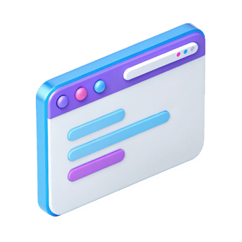 Isometric 3D Render of a Colorful Browser Window Interface for Website Design png