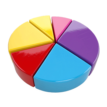 Colorful 3D Pie Chart Sections Business Data Infographic Illustration png