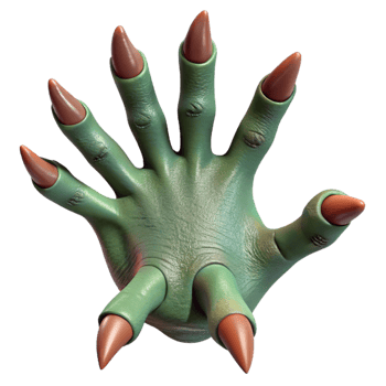 dramatic creative Alien creature hand with clawed fingers and textured skin genuine png