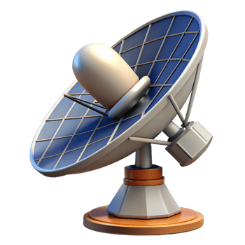 vibrant contemporary Advanced satellite dish with rotating antenna and solar panels exclusive png