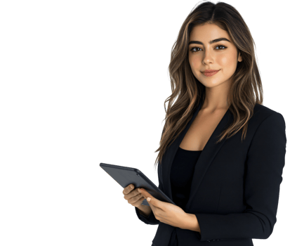 Confident Businesswoman Using Tablet Portrait Modern Professional Attractive Young Woman png