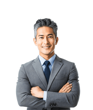 Confident Asian Businessman with Arms Crossed Smiling Portrait png