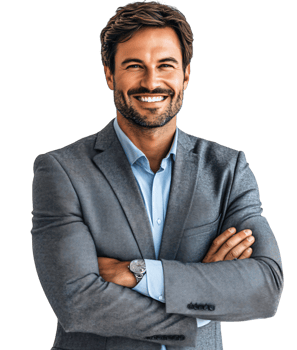 Confident Handsome Businessman Smiling Arms Crossed Portrait png