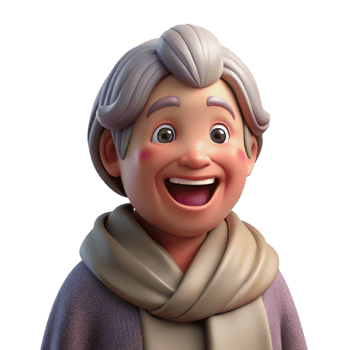 stunning abstract Laughing elderly woman with a shawl, detailed png