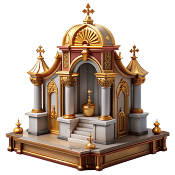 beautiful vintage Baroque church altar gilded detail, high quality png