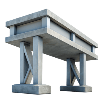 serene traditional Concrete bridge support beam cross-section, genuine png