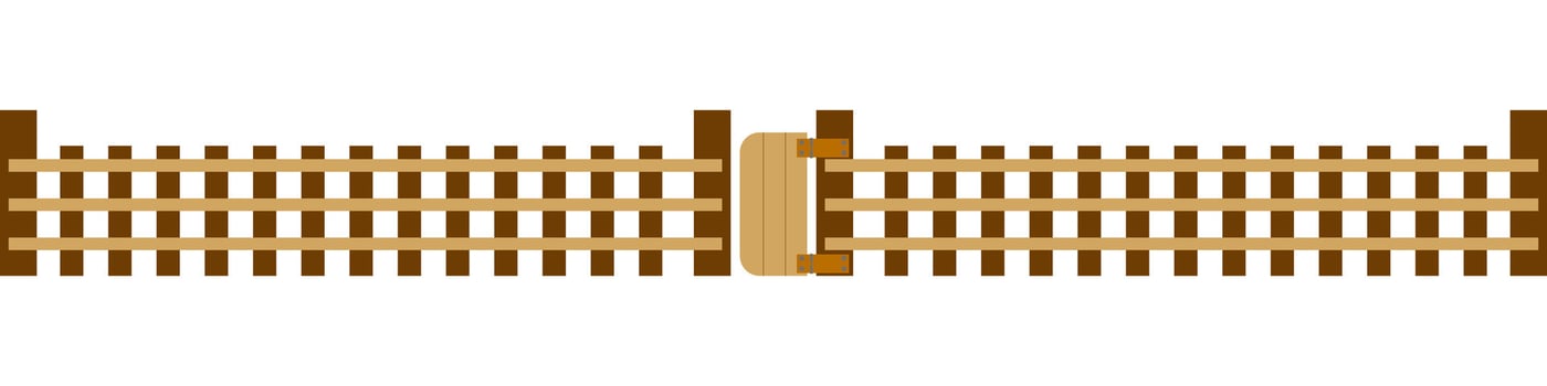 Long brown wooden fence, farm fence drawing vector