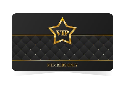 Luxury VIP card with golden star template, members only. Black leather background. illustration vector