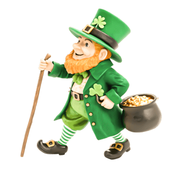 Cheerful Leprechaun Walking with Pot of Gold, St. Patrick's Day Illustration png