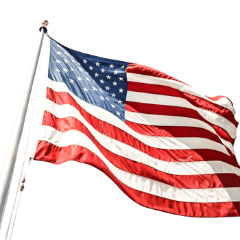 American Flag Waving on Flagpole, Patriotic Symbol, USA Banner, Independence Day png