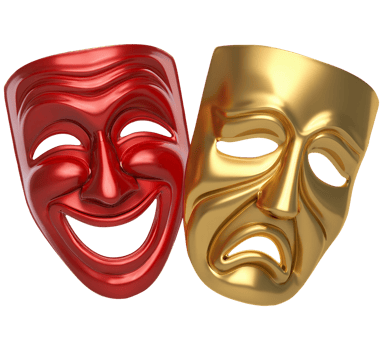 Red Gold Comedy and Tragedy Masks png