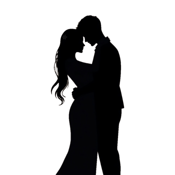 silhouette of a bride and groom on a transparent background png