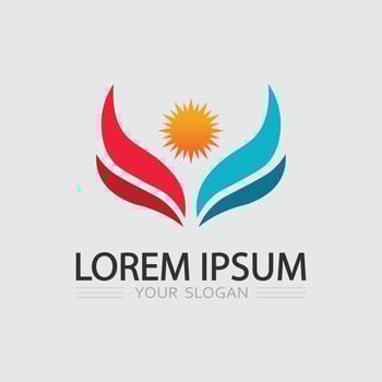 Business logo with sun and design icon sign illustration vector