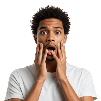 Shocked Man with Hands on Face, Surprised Reaction Graphic png