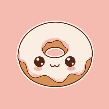 Kawaii Donut with White Glaze vector