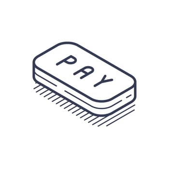 Isometric line icon of a simplified pay button with outline design vector