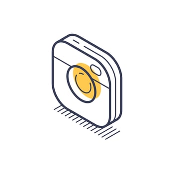 Camera button design in isometric style featuring modern line art illustration vector