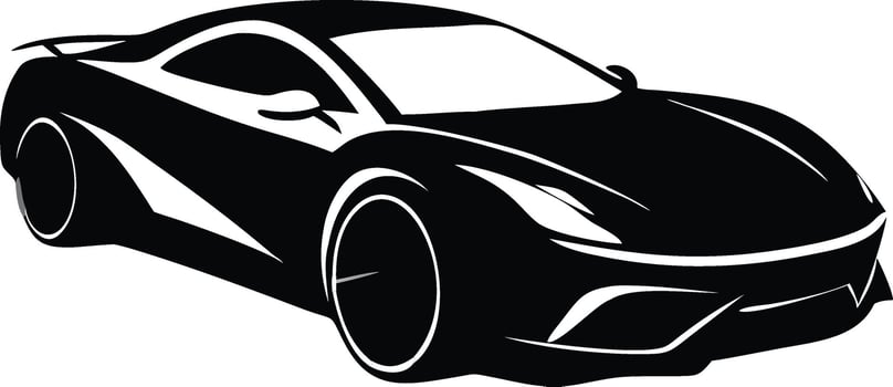 Sports car outline Sleek black silhouette . vector