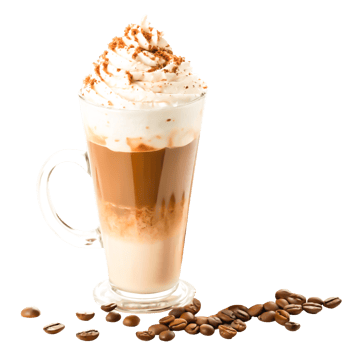 Iced Latte with Whipped Cream and Chocolate Shavings Coffee Drink Photography png