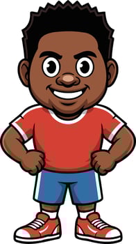 Cute Cartoon Boy Mascot Happy Kid Character Illustration vector