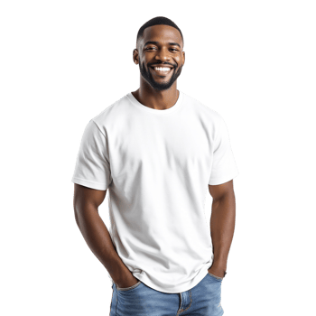 A man in a white t - shirt smiling png
