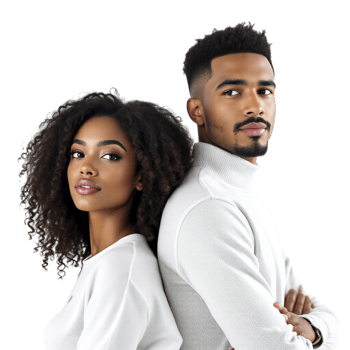 A couple posing for a photo in white clothing png