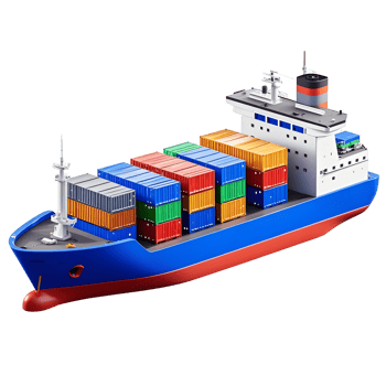 A large container ship with many containers on it png