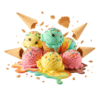 Colored ice cream on a white background png