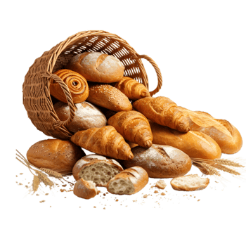 Assortment of Freshly Baked Bread in a Basket png
