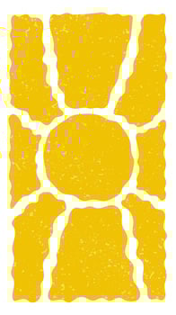 Groovy retro abstract sun backgrounds. Organic doodle shapes in trendy naive hippie 60s 70s style. Contemporary poster print banner template. Vertical Wavy illustration in yellow colors. vector
