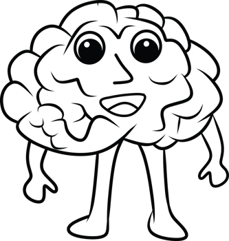 Illustration of Animated Brain Character With Arms and Legs Smiling Cheerfully png