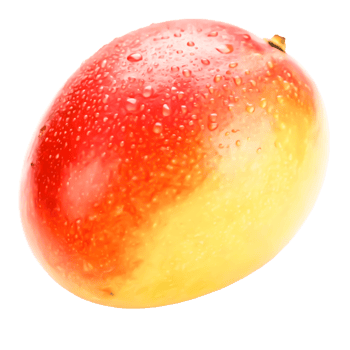 Juicy Ripe Mango with Water Droplets Fresh Tropical png